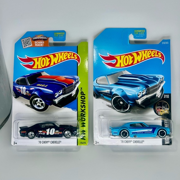 Hot Wheels Chevy Lot Of 2x - ‘70 Chevy Chevelle Navy & Blue 7/10 NEW 212/365